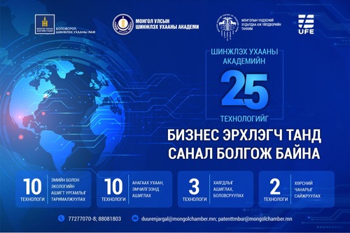 ШИНЖЛЭХ УХААНЫ АКАДЕМИЙН ДАРААХ 25 ТЕХНОЛОГИЙГ БИЗНЕС ЭРХЛЭГЧ ТАНД САНАЛ БОЛГОЖ БАЙНА